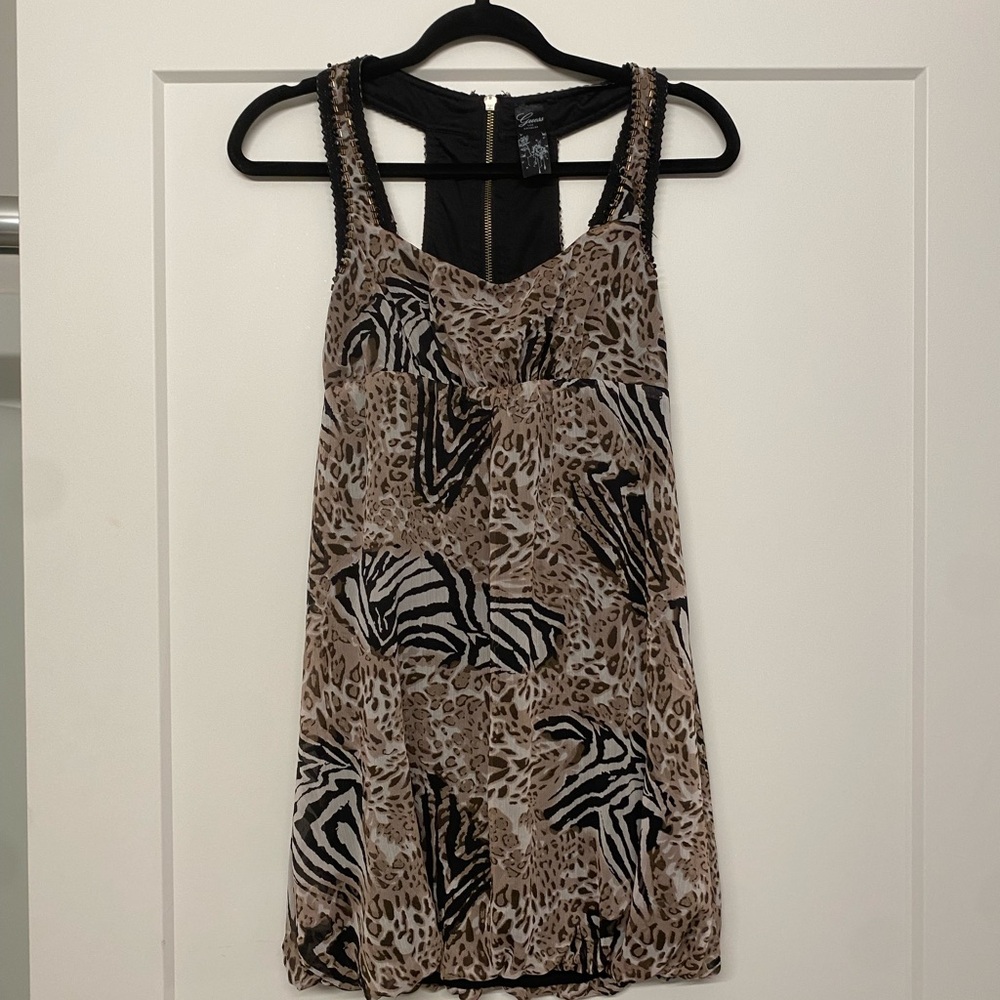 Vintage Guess Mini Dress Animal Beaded